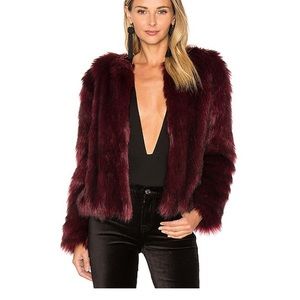 Snyder Faux Fur Jacket in Merlot